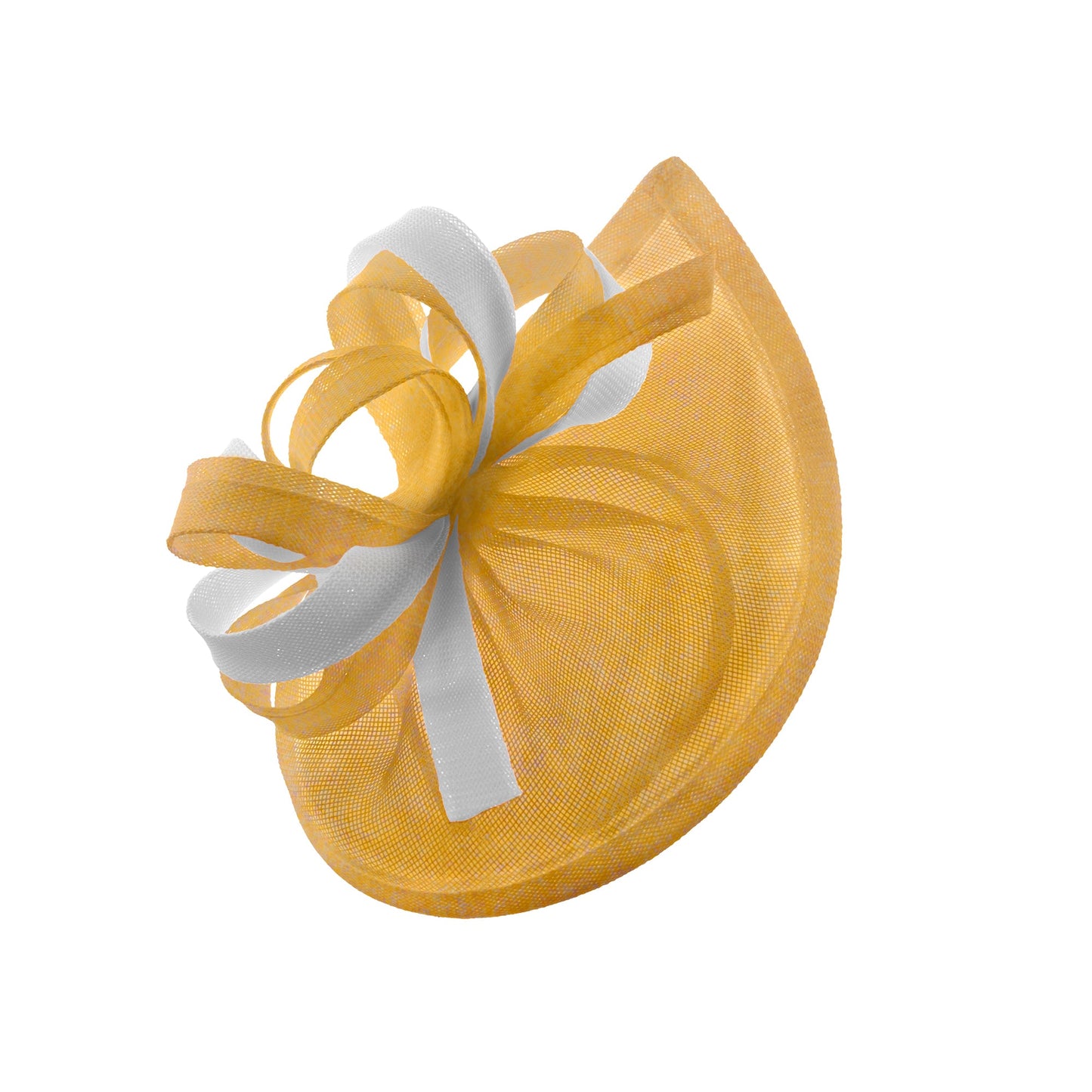 Caprilite Vegan MoonMix Hoop Fascinator Hat on Headband Wedding Ascot Races Bespoke Sinamay Disc - Gold White