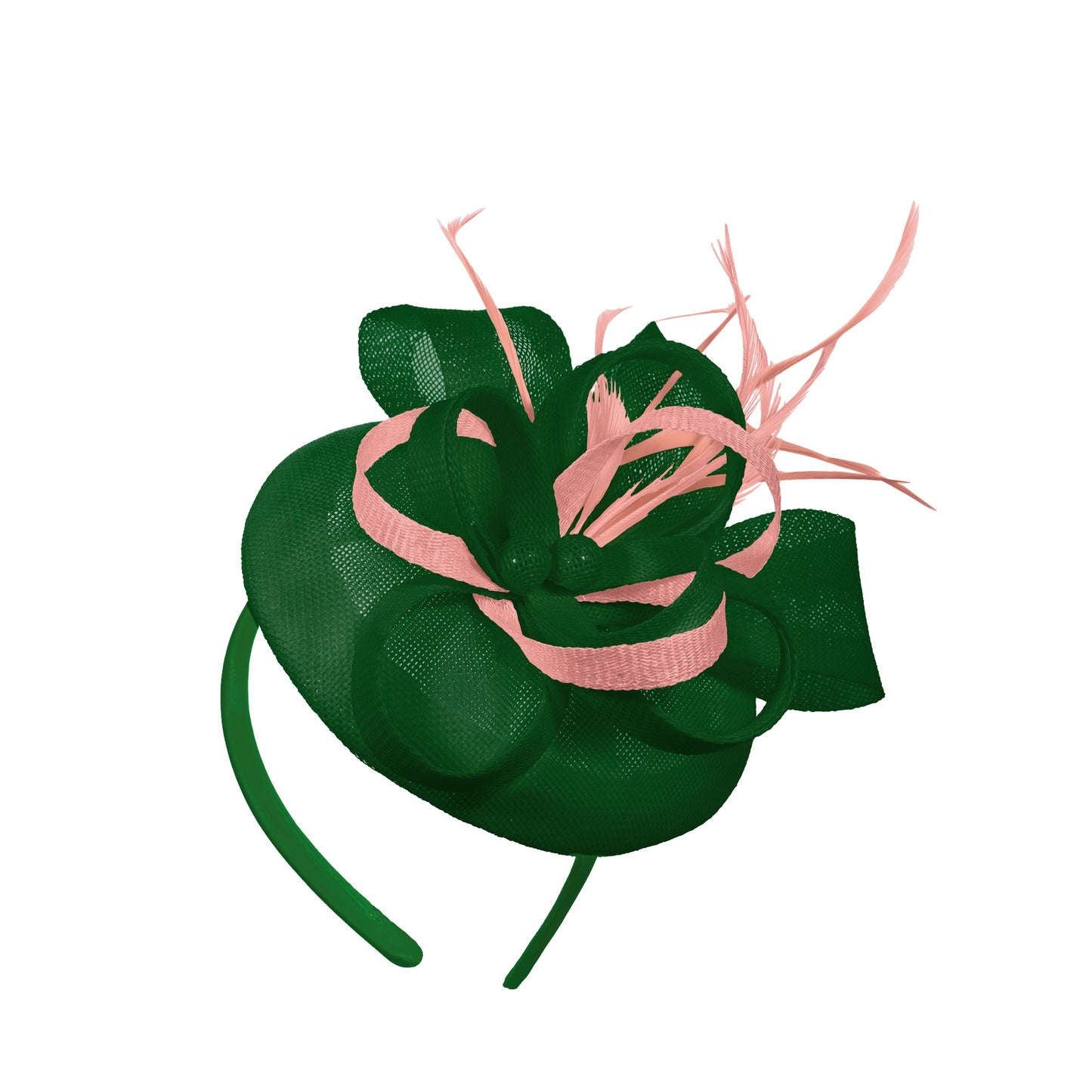 Green Peach Mix Round Pillbox Bow Sinamay Headband Fascinator Weddings Ascot Hatinator Races