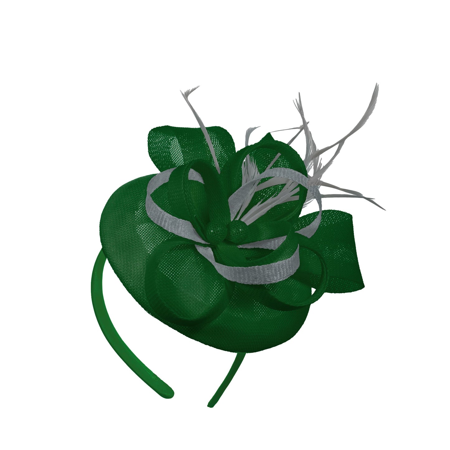Green Silver Mix Round Pillbox Bow Sinamay Headband Fascinator Weddings Ascot Hatinator Races