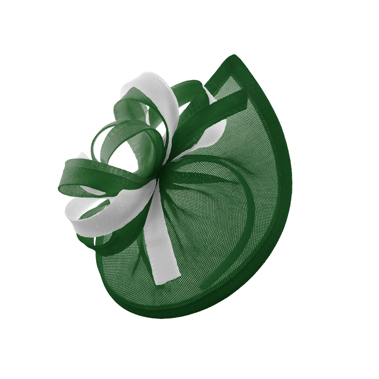 Caprilite Vegan MoonMix Hoop Fascinator Hat on Headband Wedding Ascot Races Bespoke Sinamay Disc - Green White