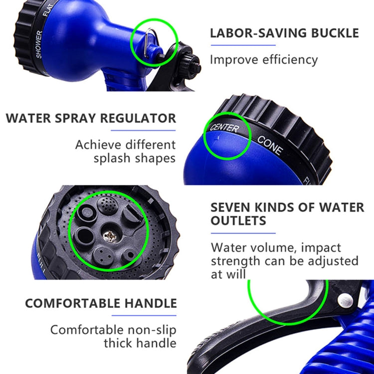 12.5-37.5m Telescopic Pipe Expandable Magic Flexible Garden Watering Hose with Spray Gun Set (Blue)