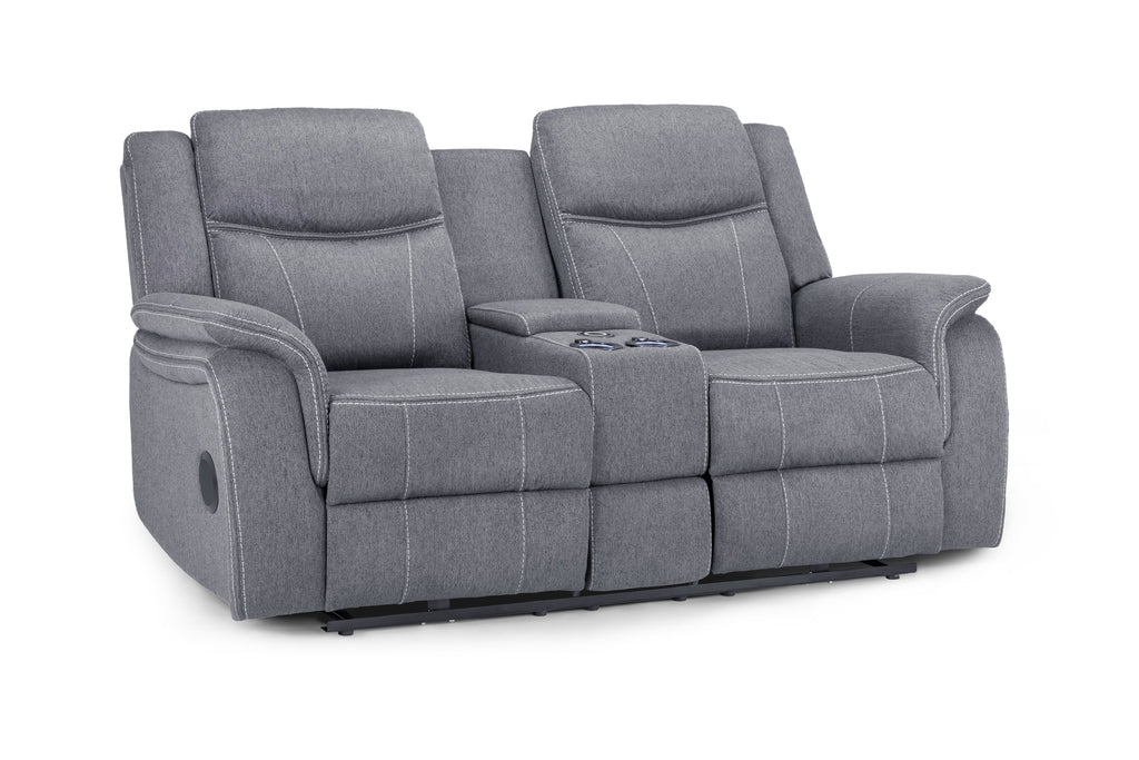 Galaxy Tech Electric Recliner 2 Seater: Black Leather, USB, Cup Holders, Storage