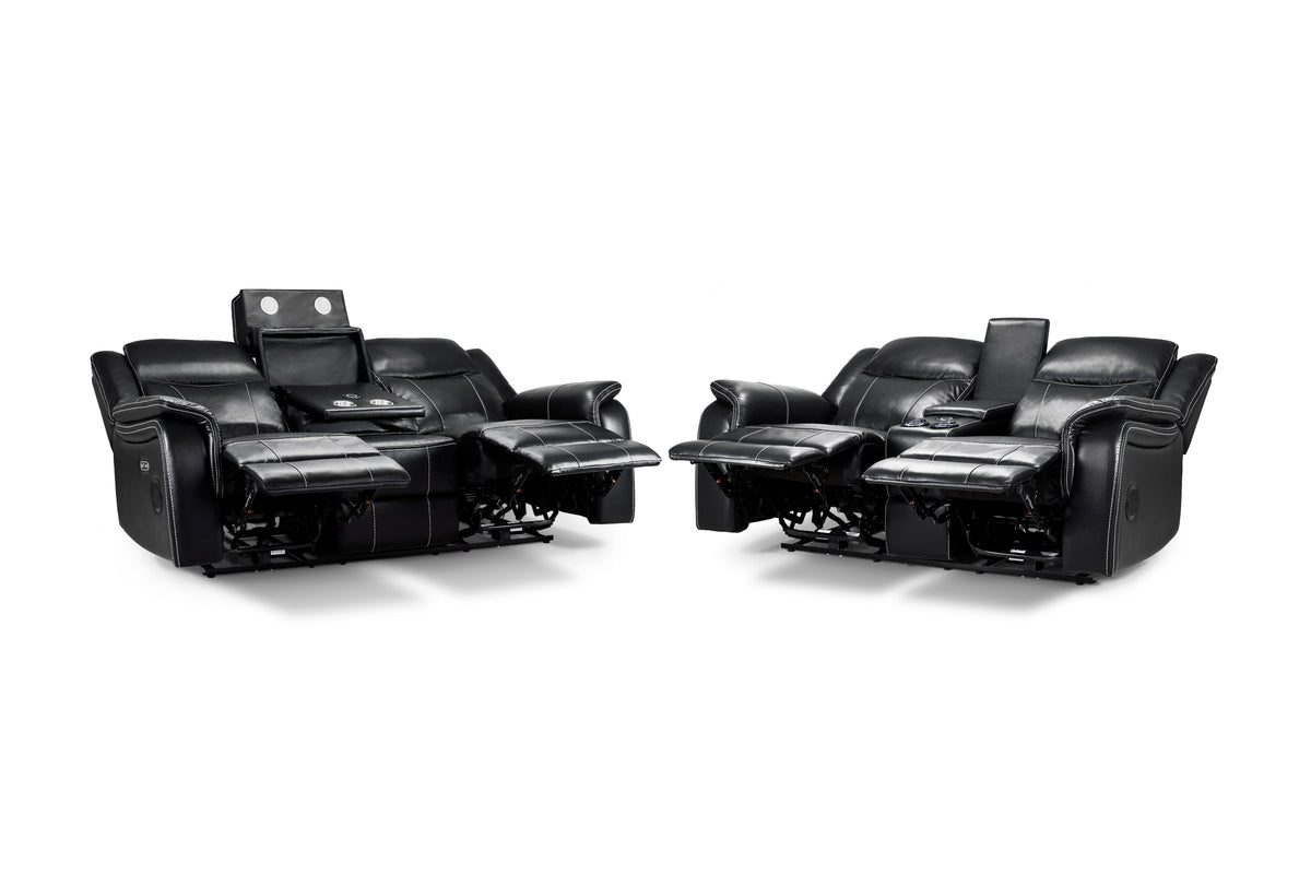 Galaxy Tech Smart Electric Recliner Sofa:  Leatheraire 3+2 Set