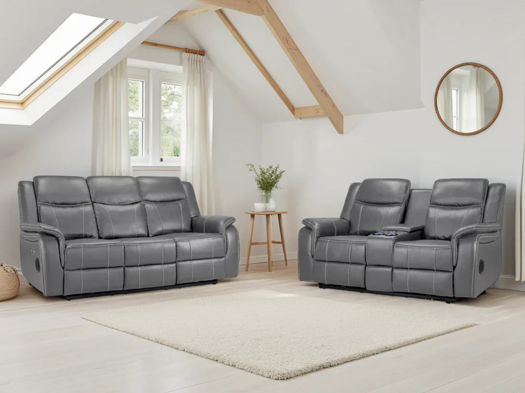 Galaxy Tech Smart Electric Recliner Sofa:  Leatheraire 3+2 Set