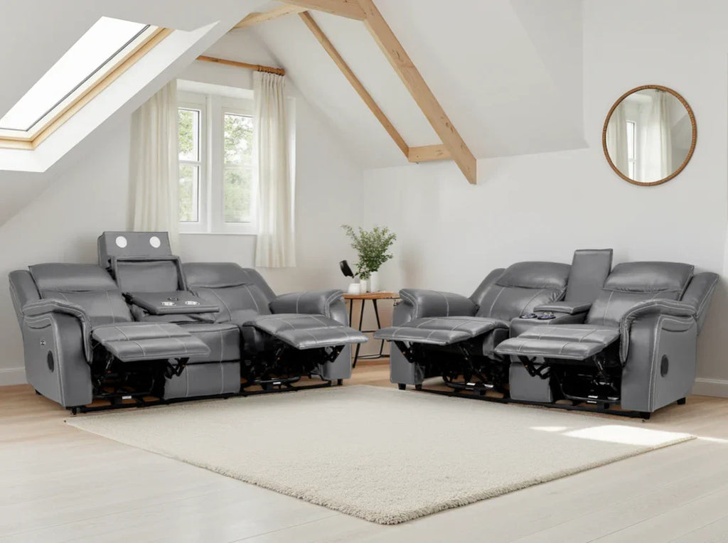 Galaxy Tech Smart Electric Recliner Sofa:  Leatheraire 3+2 Set