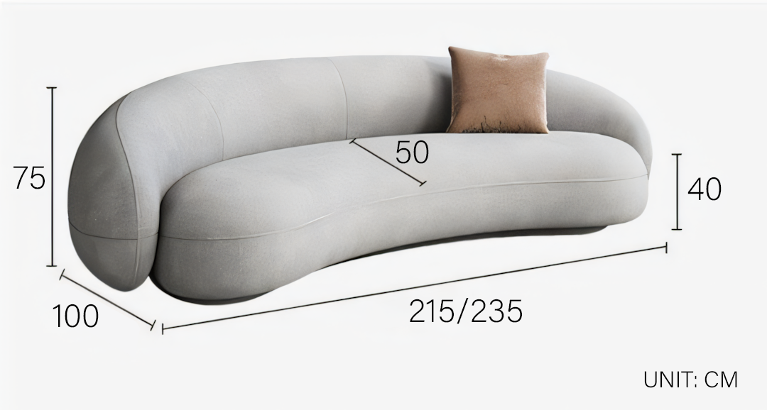 Galen Three Seater Curved Sofa