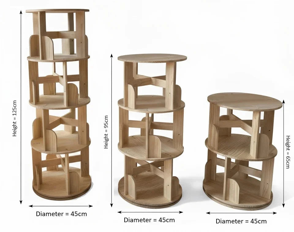 Wooden 360 Rotating Bookshelf