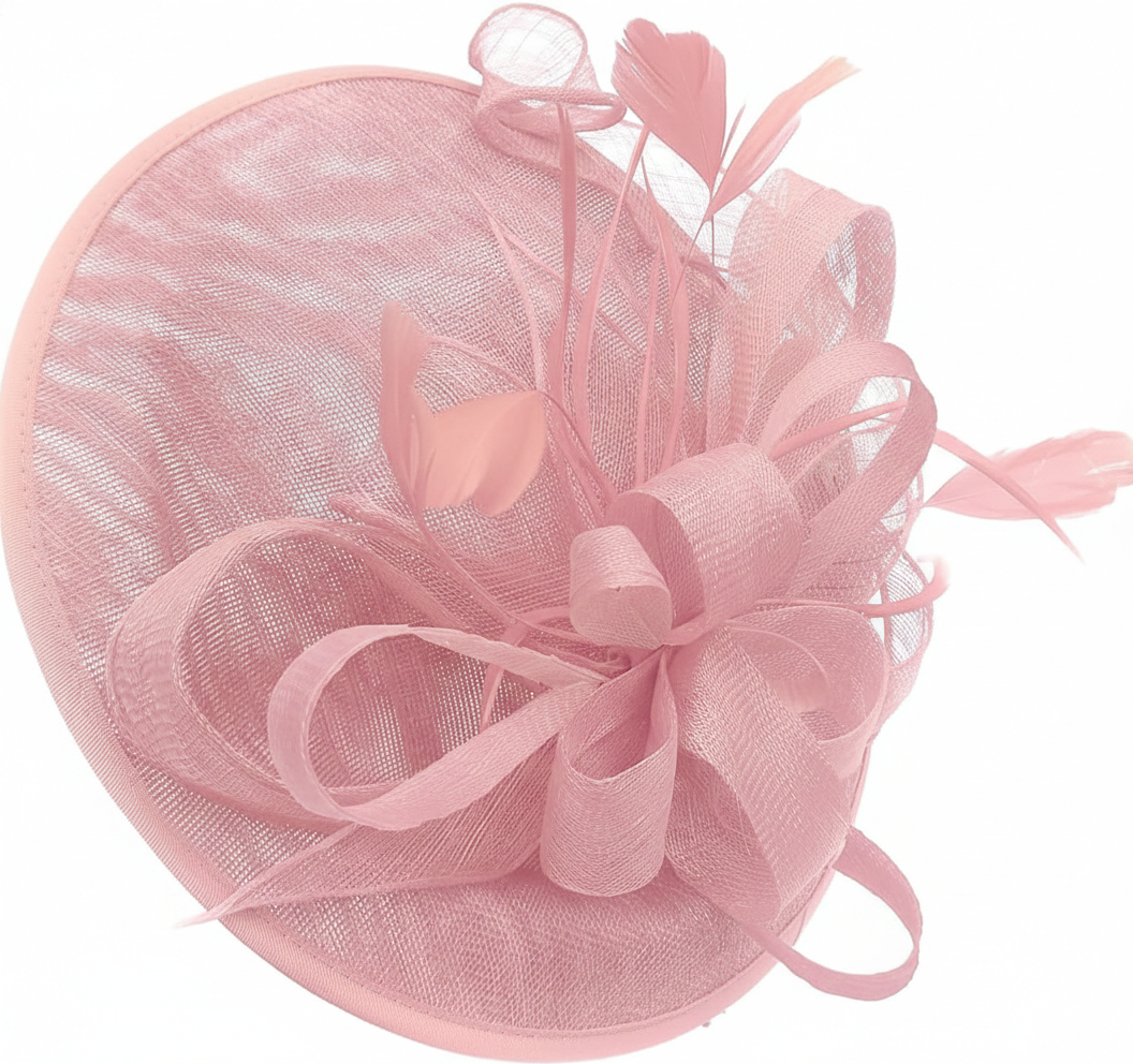 Caprilite Big Saucer Sinamay Baby Pink Light Fascinator On Headband