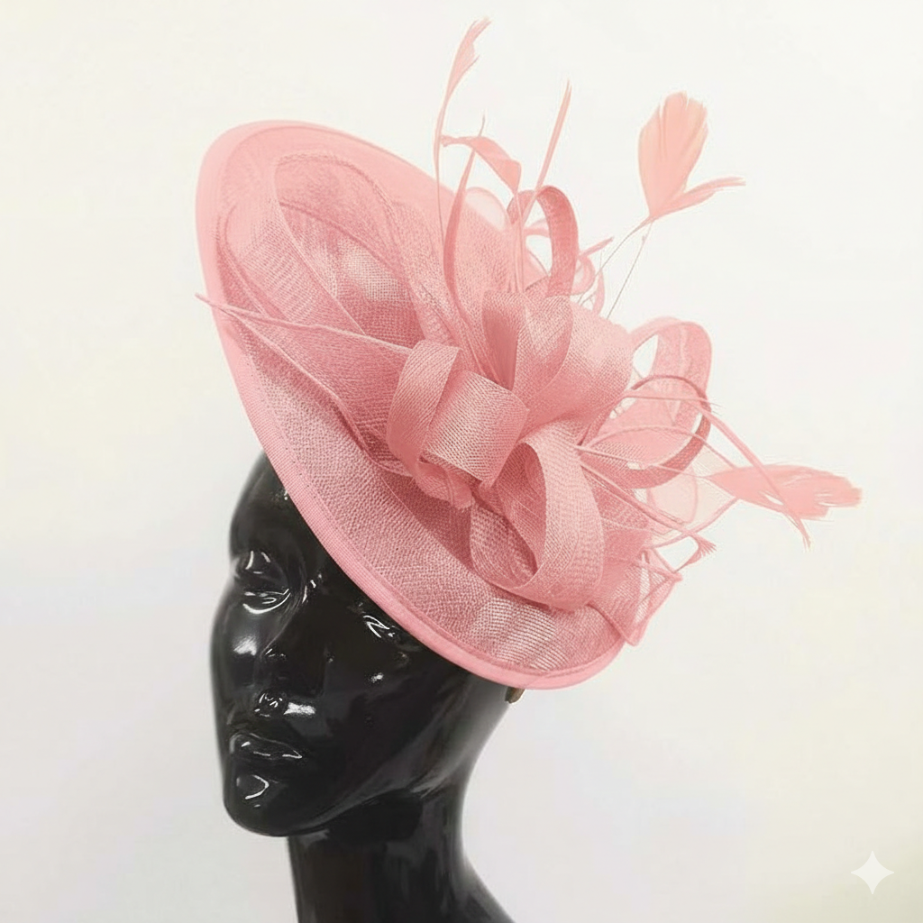 Caprilite Big Saucer Sinamay Baby Pink Light Fascinator On Headband