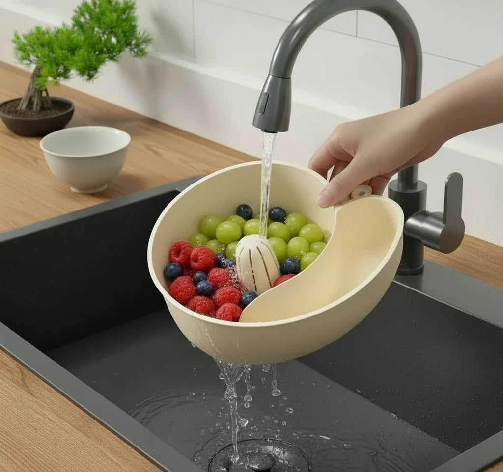 Snail-Shaped Vortex Drainer Basket for Kitchen Cleaning & Storage