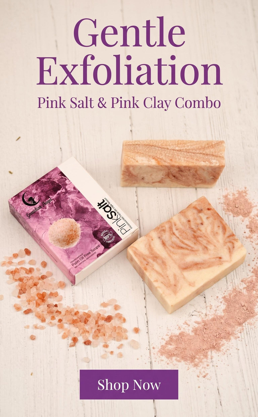 Pink Salt - Gentle Exfoliating Soap Bar - Himalayan Salt & Pink Clay