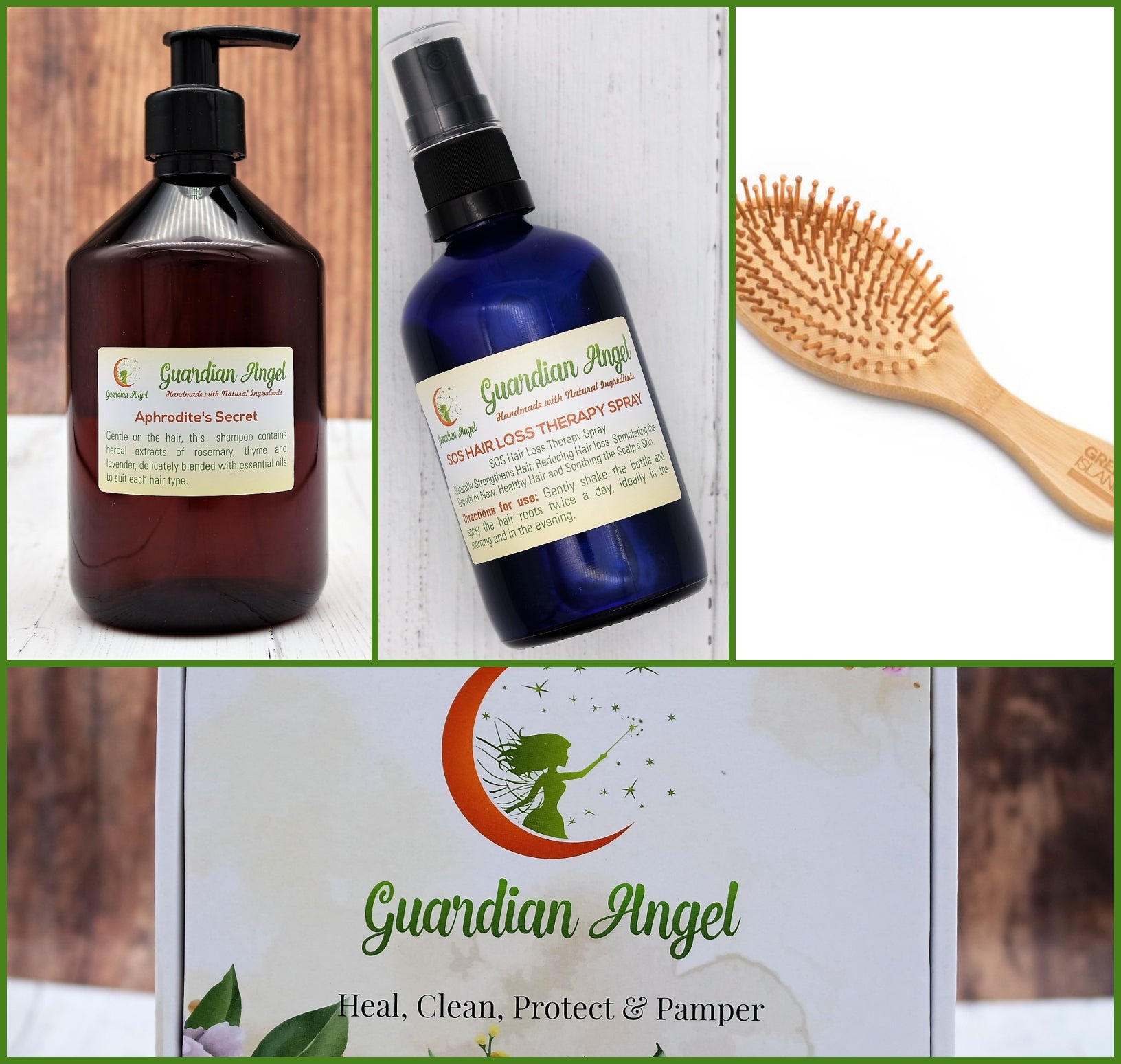 Organic and Natural HAIR LOSS/GROWTH Set - 3 Piece Treatment & Brush Set