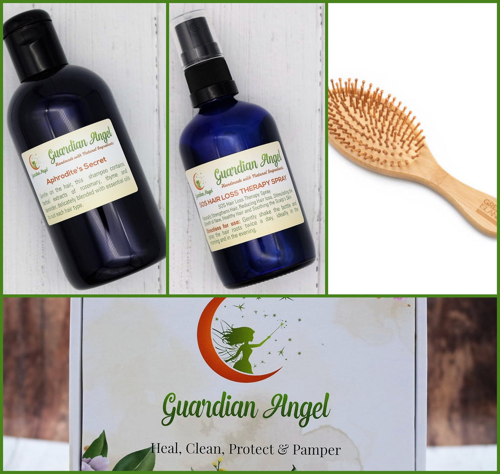 Organic and Natural HAIR LOSS/GROWTH Set - 3 Piece Treatment & Brush Set