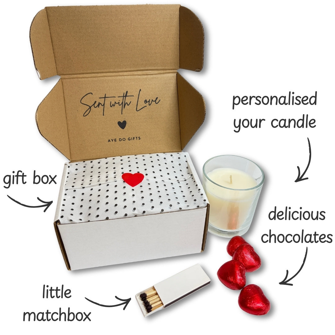 Personalised Gold Heart New Home Candle Gift box | Friend, Couples