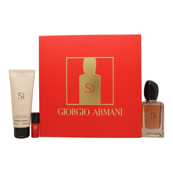 Giorgio Armani Si Gift Set 50ml EDP + 50ml Body Lotion + Mini Lipstick