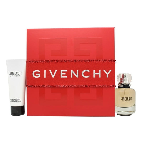 Givenchy L'Interdit Gift Set 50ml EDP + 75ml Body Lotion (This gift set contains:

1 x 50ml EDP
1 x 75ml Body Lotion)