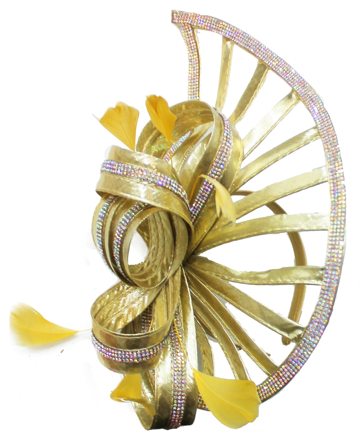 Sparkly Silver Crystal Diamante Fascinator Hat Pointed Saucer on Headband