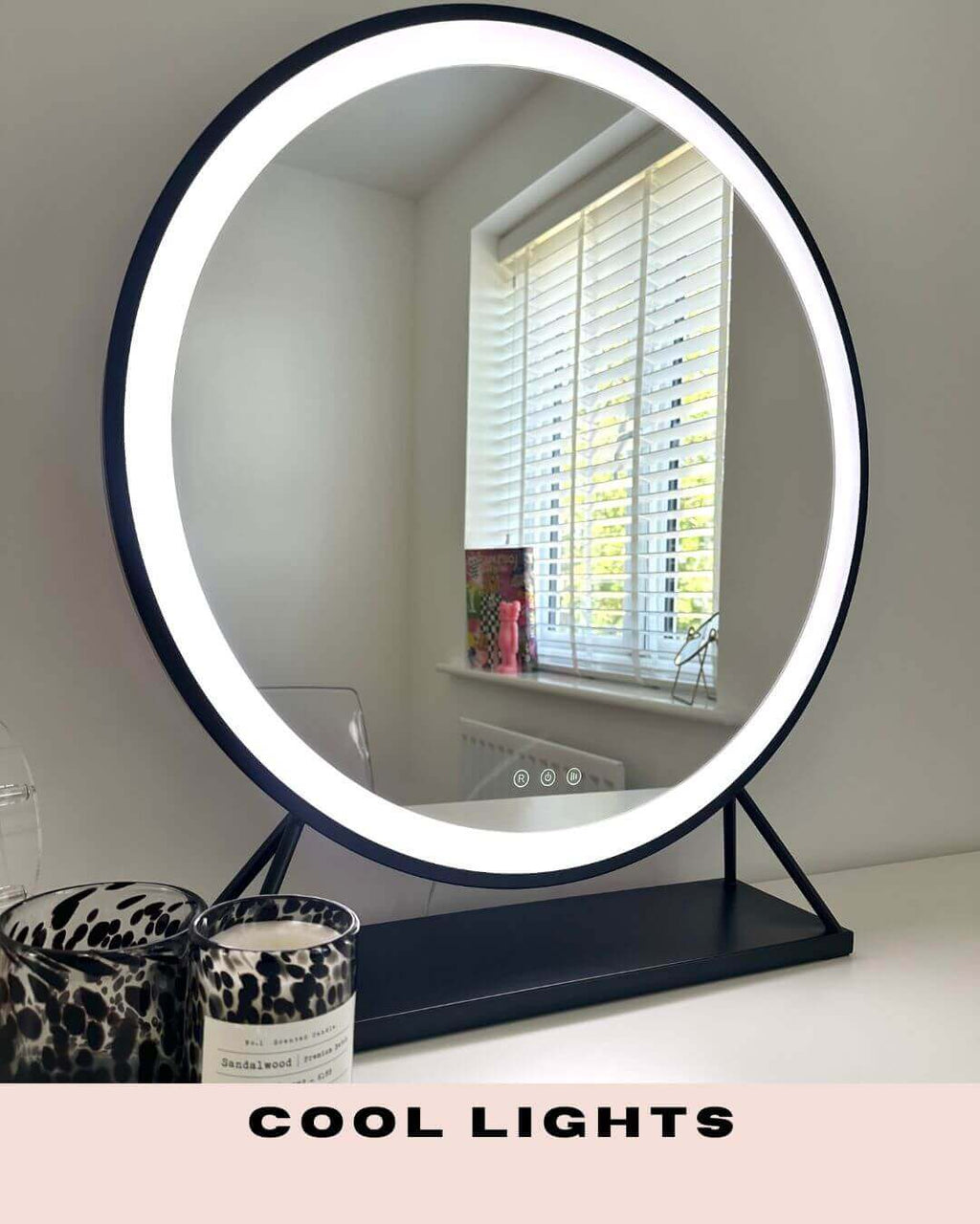 Grace Round Hollywood Mirror Black 60x67cm