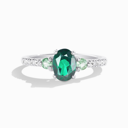 Green Topaz and Green Tourmaline Ring in Sterling Silver