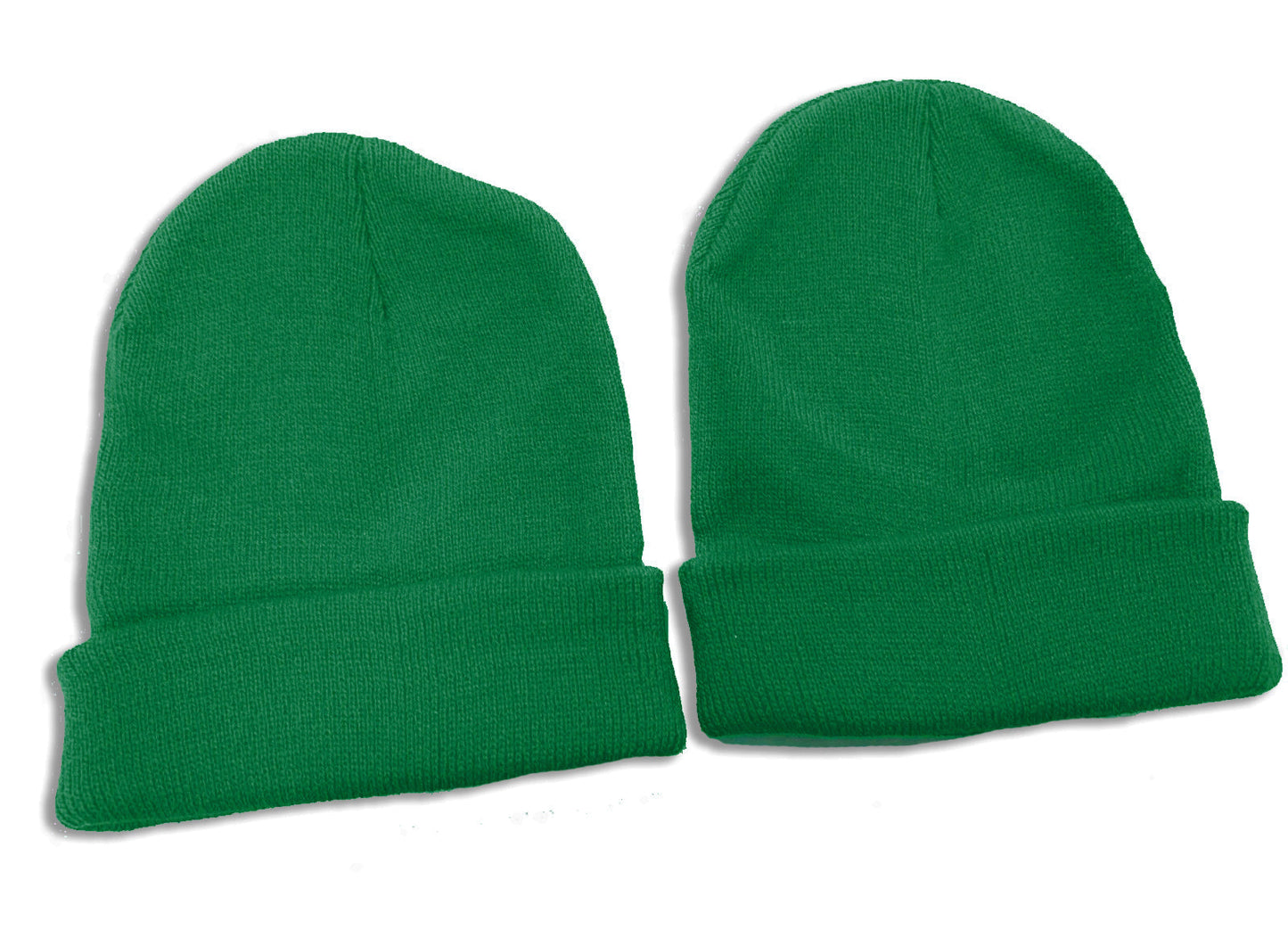 2 X Kids Childrens Beanie Hats Small Age 4-10 School Uniform - Green