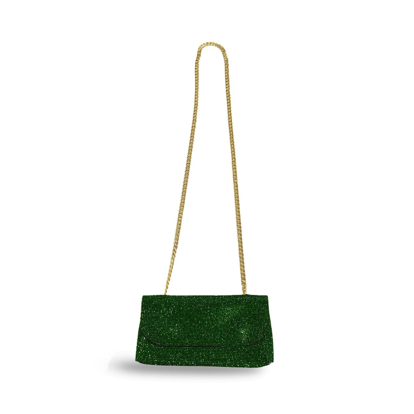 Caprilite Small Crossbody Bag Sparkly Crystal Clutch Fold Handbag Emerald Green