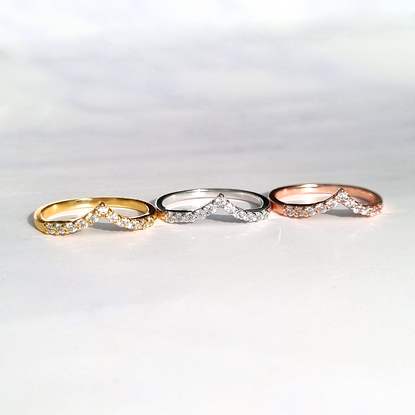 Wishbone Curved Eternity Ring in Sterling Silver