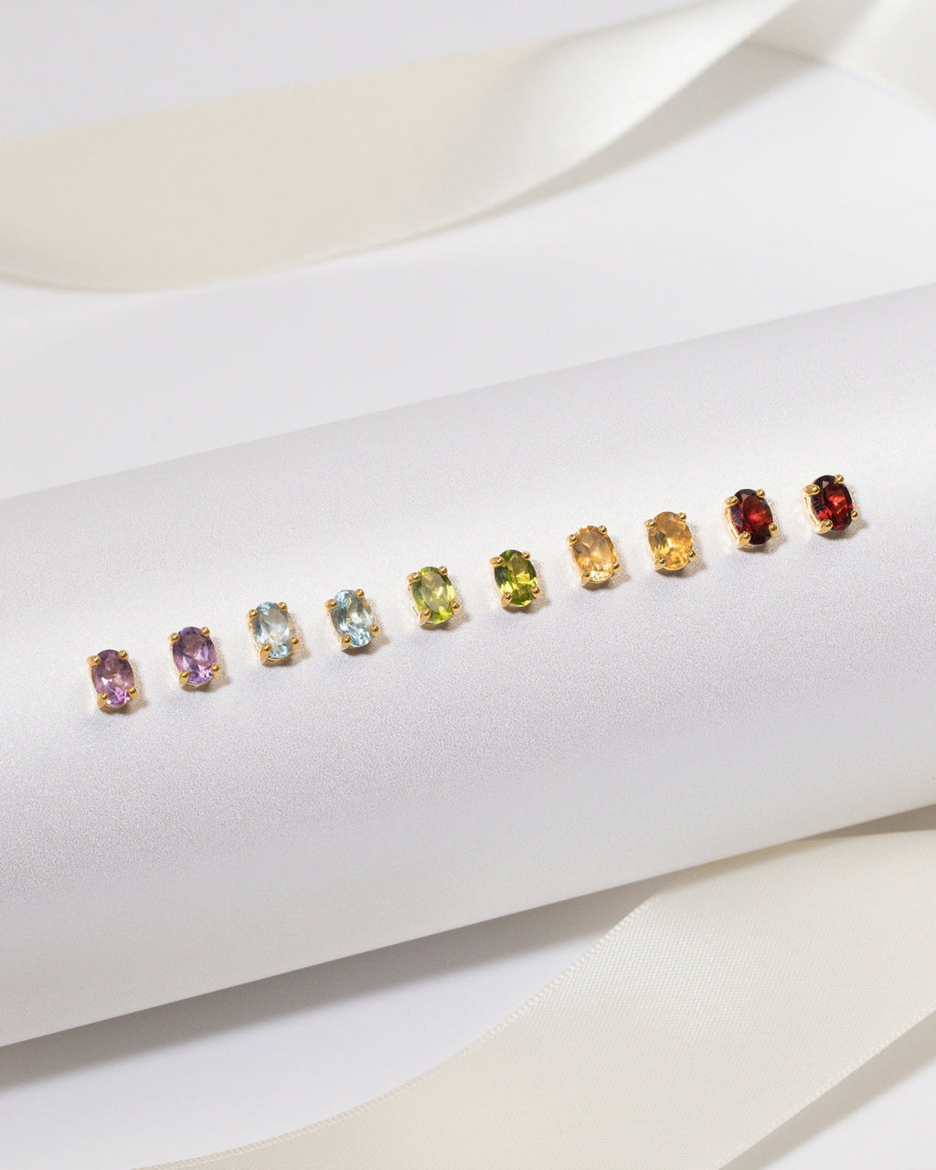 Citrine Oval Stud Earrings in 18k Gold Vermeil