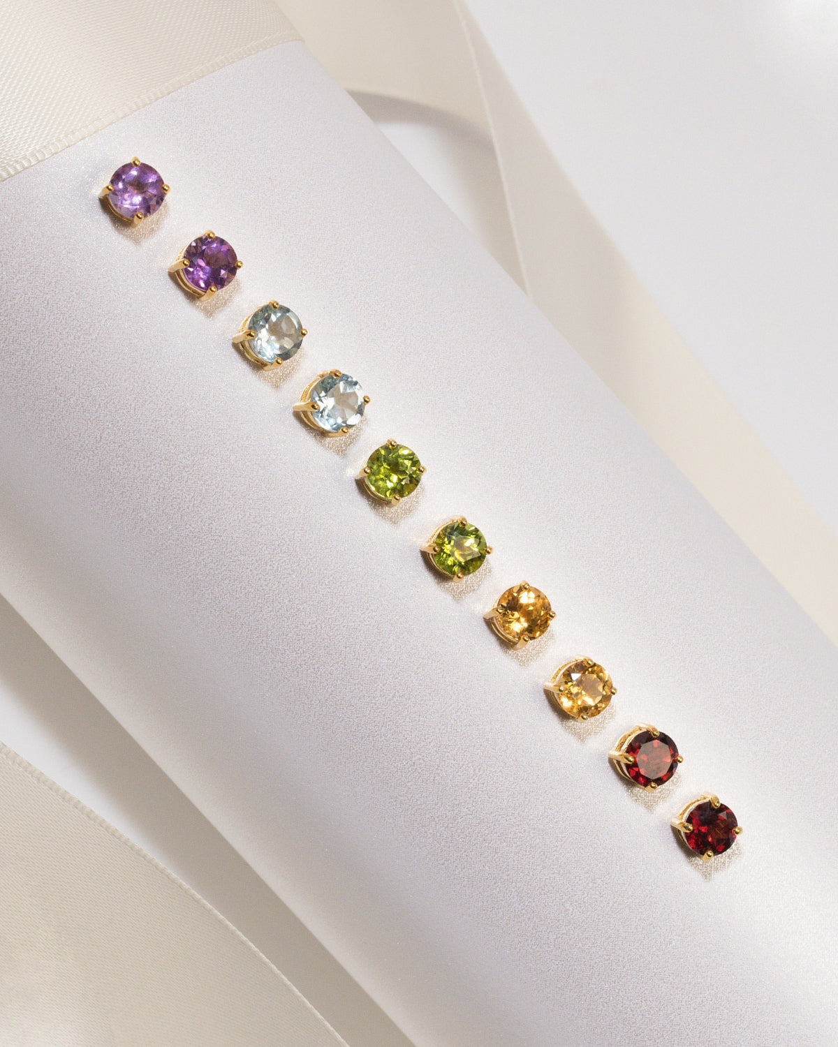 Citrine Round Stud Earrings 6 mm in 18k Gold Vermeil