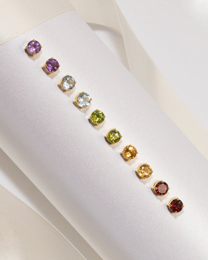 Citrine Round Stud Earrings 6 mm in 18k Gold Vermeil