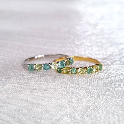 Emerald & Peridot Half Eternity Band in Sterling Silver
