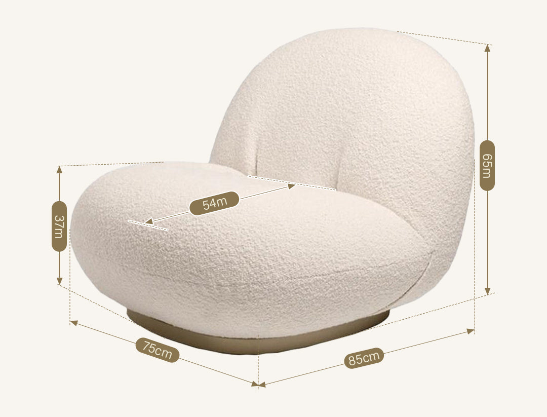 Gubi Pacha Swivel Accent Chair, Boucle With Gold Base