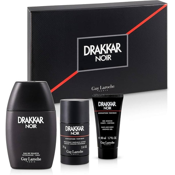 Guy Laroche Drakkar Noir Gift Set 100ml EDT + 50ml Shower Gel + 75g Deodorant Stick