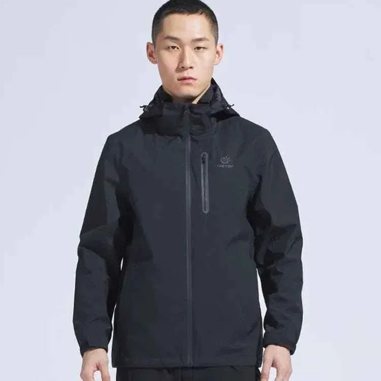 Man Winter Outdoor Waterproof Hiking Jacket - Heat Sealed Camo Print Hoodie Jacket