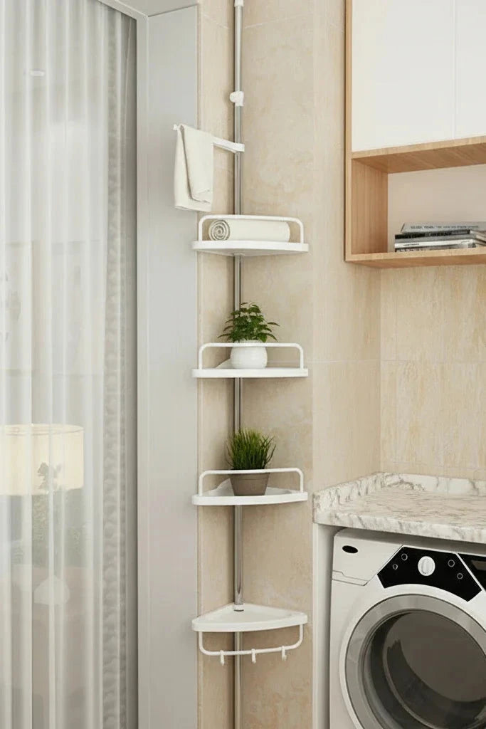 Triangle Telescopic Corner Shower Rack - 4-Tier Shower Storage Savings