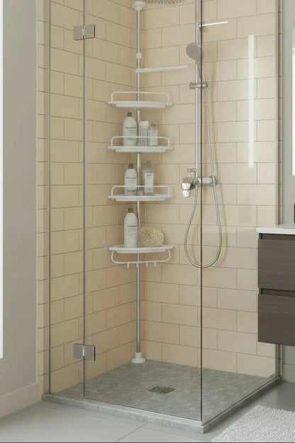 Triangle Telescopic Corner Shower Rack - 4-Tier Shower Storage Savings