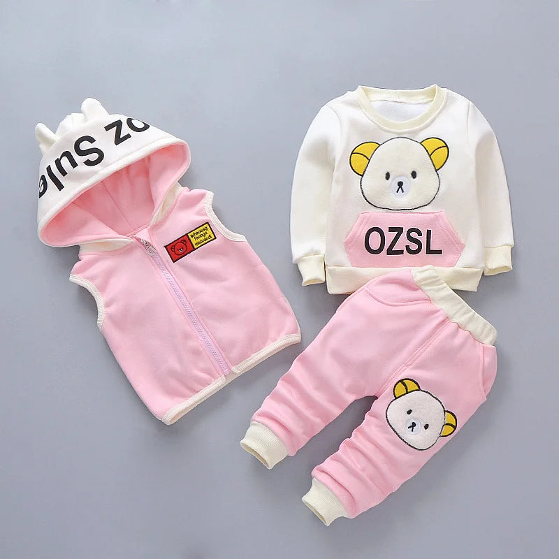 3pc/Set Animal Bear Baby Set For Newborn Winter Infant Clothing Sets Super Keep