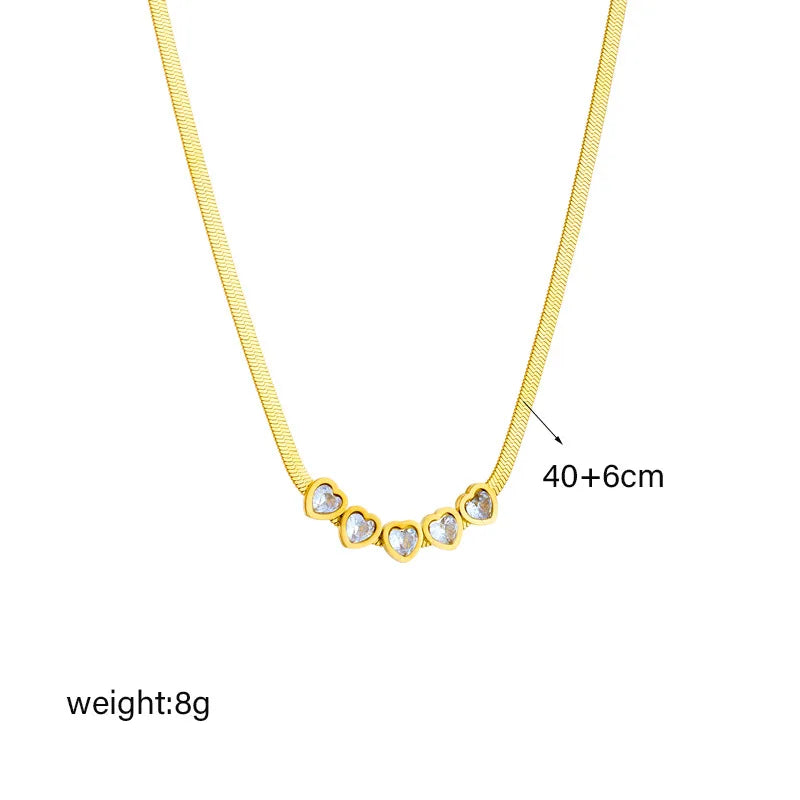 Fashionable High-Grade Transparent Snake Bone Necklace Bracelet Set Luxury Love Zircon Titanium Steel for Gift Occasions