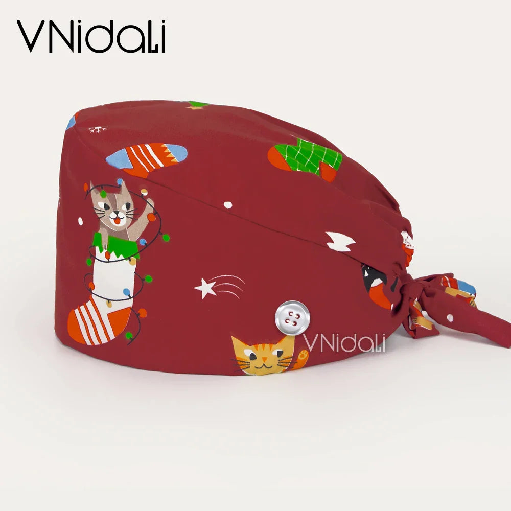 Solid color scrub cap with button pet grooming working Caps  surgical cap Lab work hat  womens Scrub hats nurse accessories