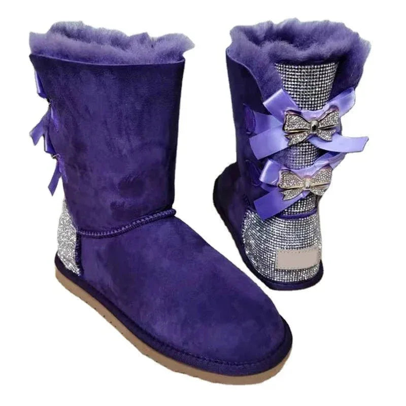 stylish winter boots for women in stock Sparkle with bow with jewel winter   boots