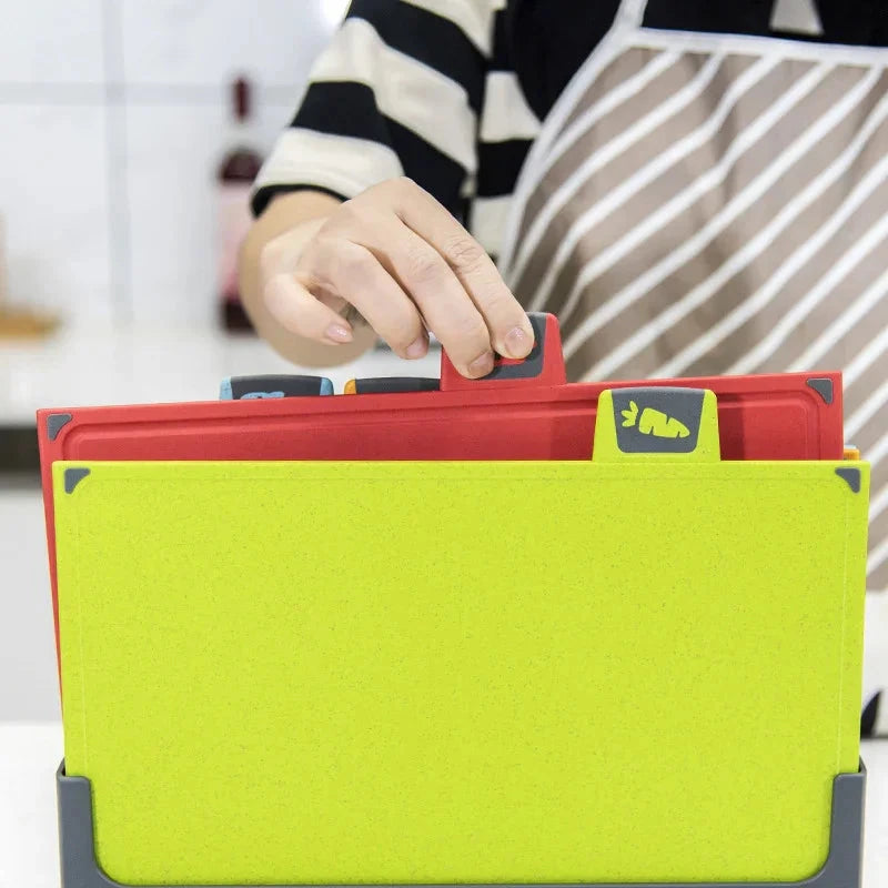 Indexed Chopping Board Set - 4 Eco-Friendly PP Plastic Boards with Color-Coded Indexing
