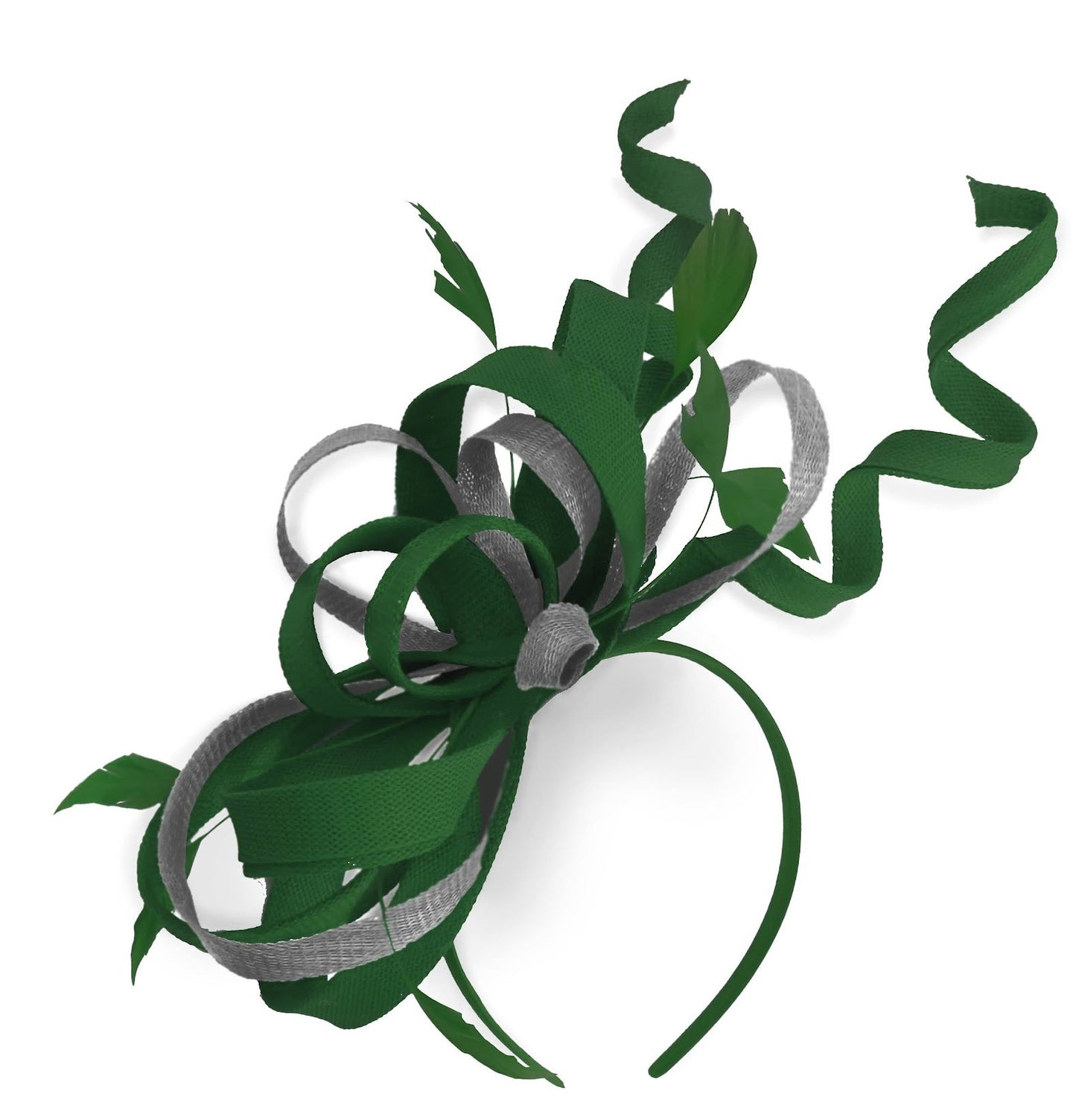 Caprilite Green and Silver Grey Wedding Swirl Fascinator Headband Alice Band Ascot Races Loop Net