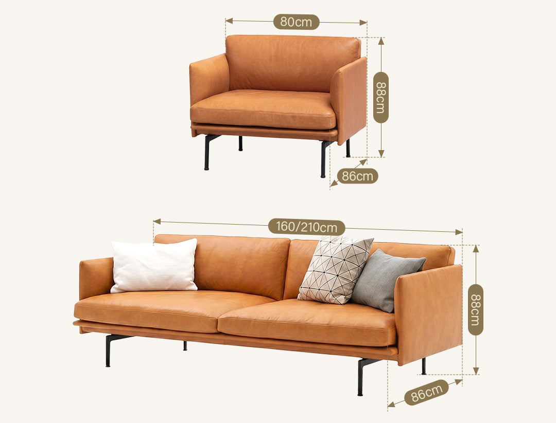 H81 Hamilton Two Seater / Three Seater Sofa, Italian Genuine Leather
