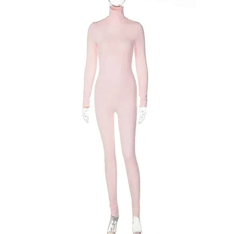 Fall Solid Long Sleeves yoga Rompers Women Ladies jogging wear new style One Piece stretch bodycon Jumpsuit