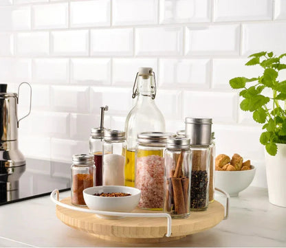 30cm Lazy Susan Wooden Spice Rack - 360-Degree Rotating Organizer