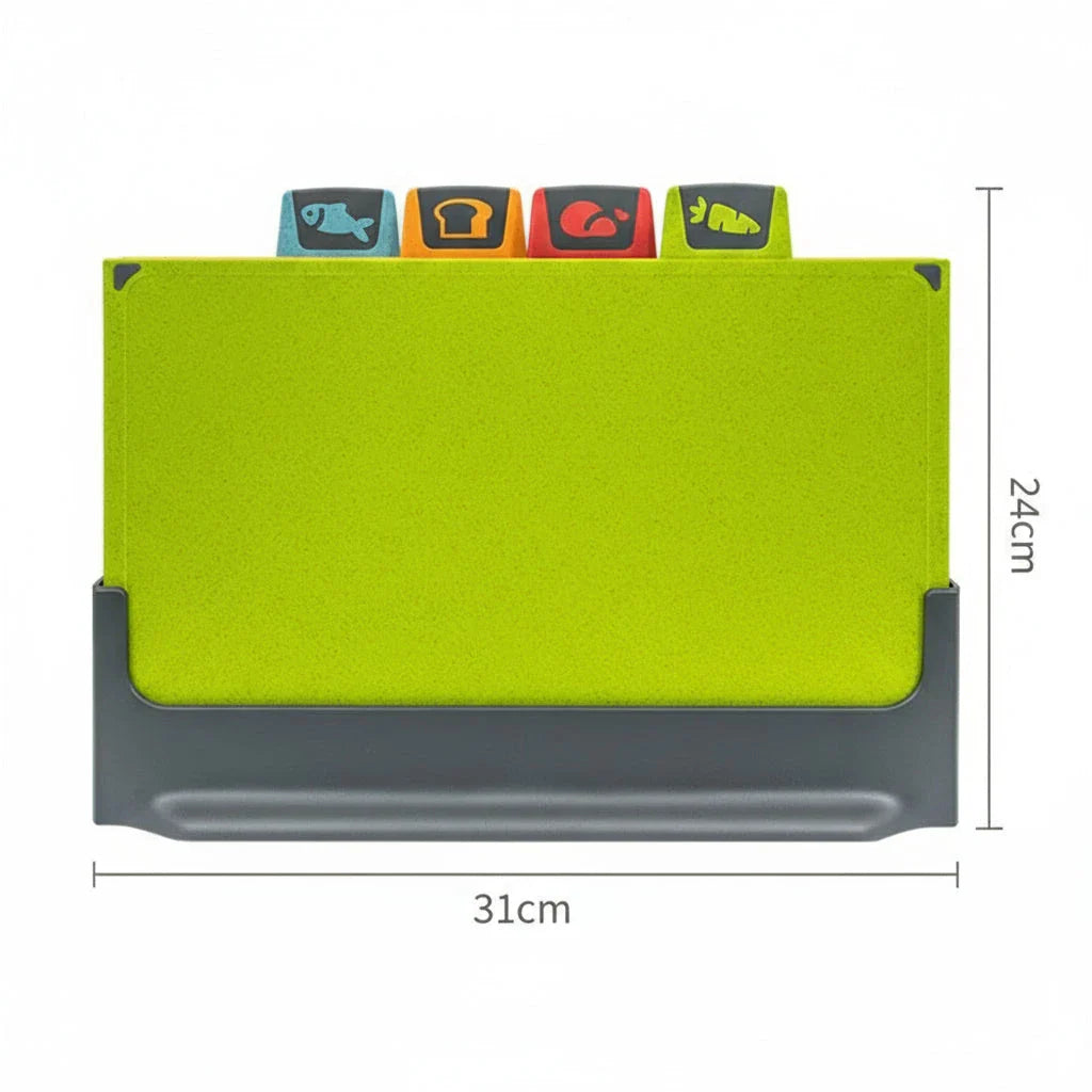 Indexed Chopping Board Set - 4 Eco-Friendly PP Plastic Boards with Color-Coded Indexing