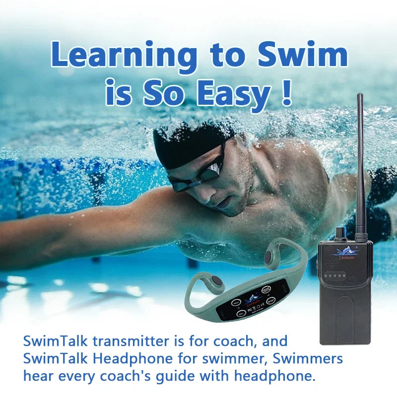 Swimtalk H904 Bone Conduction Headphones Water-Resistant 10 H900 Walike Talkie Coaching Transmitter for Swimming Sports Coaching