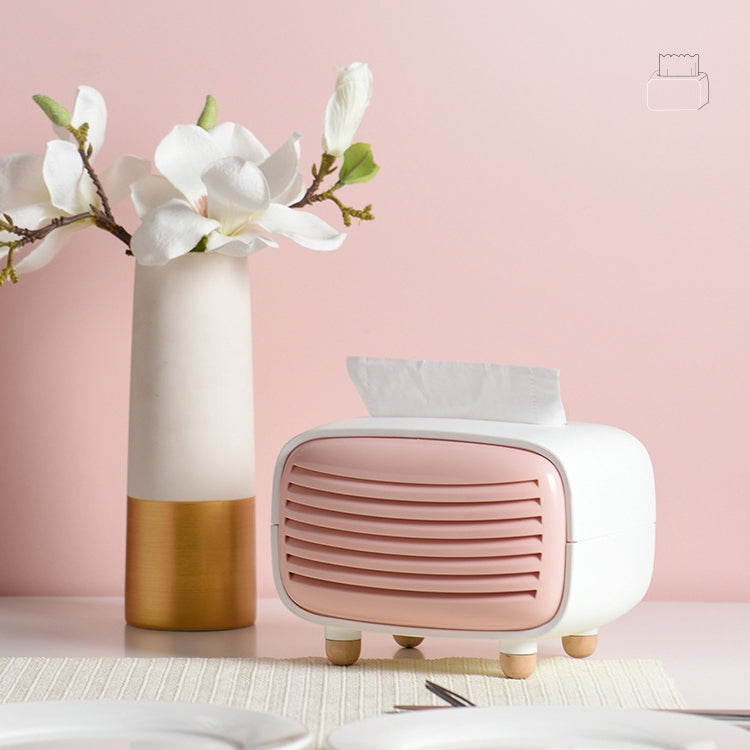 Creative Radio Shape Tissue Box Simple Household Plastic Desktop Storage Box, Size:19x13.5x14cm (Pink)