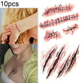 10pcs S-165 Halloween Terror Wound Realistic Scratches Injury Scar Temporary Tattoo Sticker, S-165/10pcs