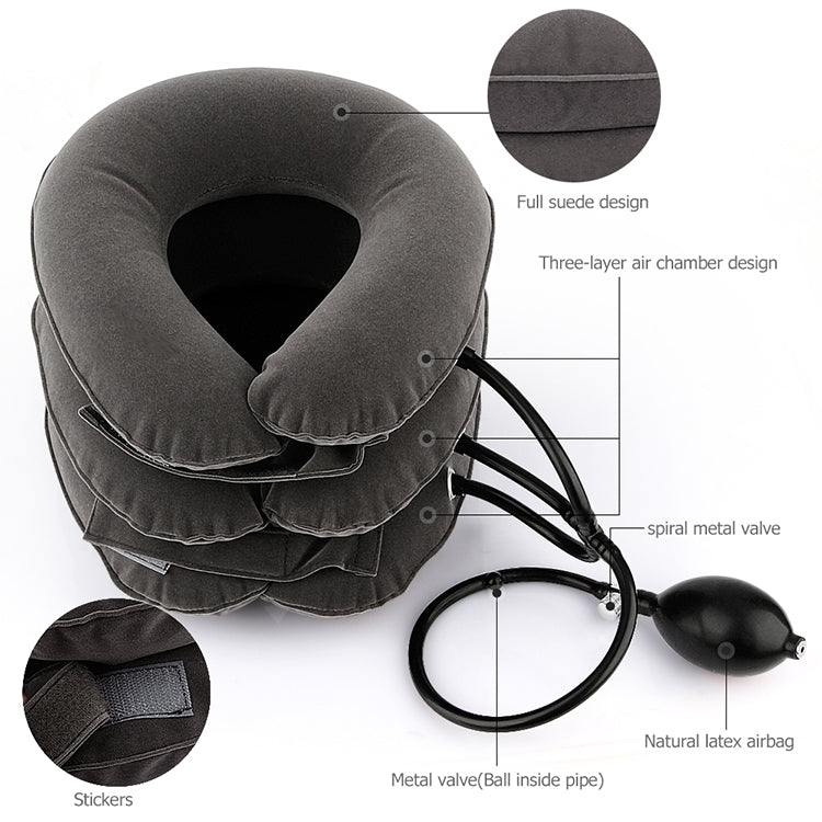 Household Full Cashmere Cervical Traction Instrument Neck Protection Inflatable Cervical Spine Massage Instrument (Black)