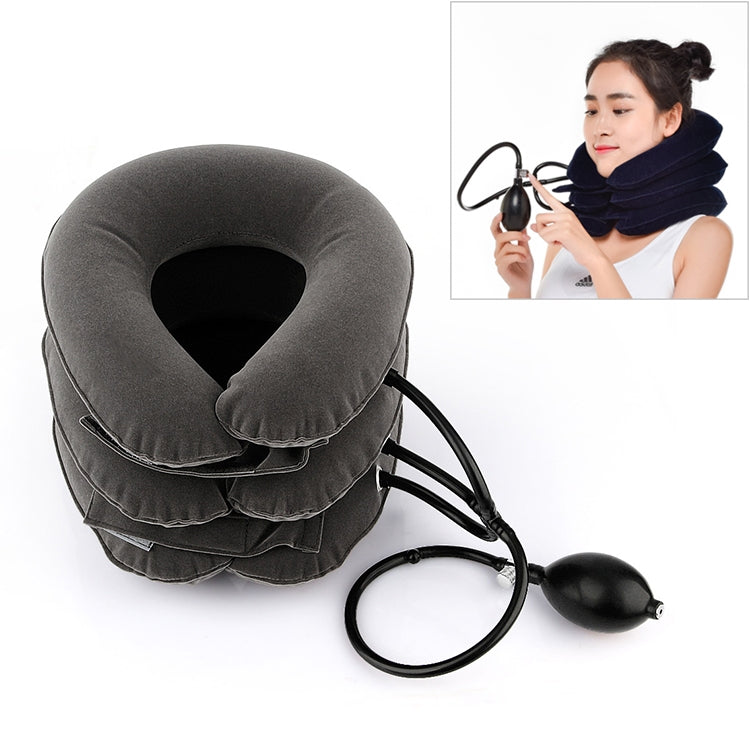 Household Full Cashmere Cervical Traction Instrument Neck Protection Inflatable Cervical Spine Massage Instrument (Grey)